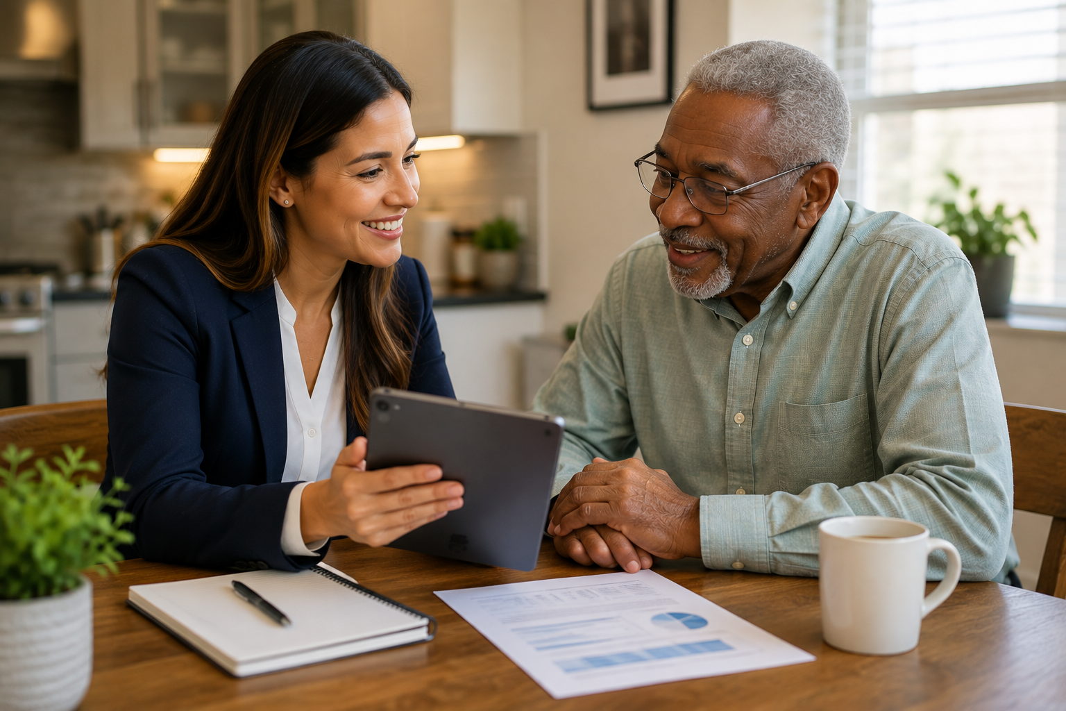 Advisor reviewing Extra Help income and resource guidelines with a client